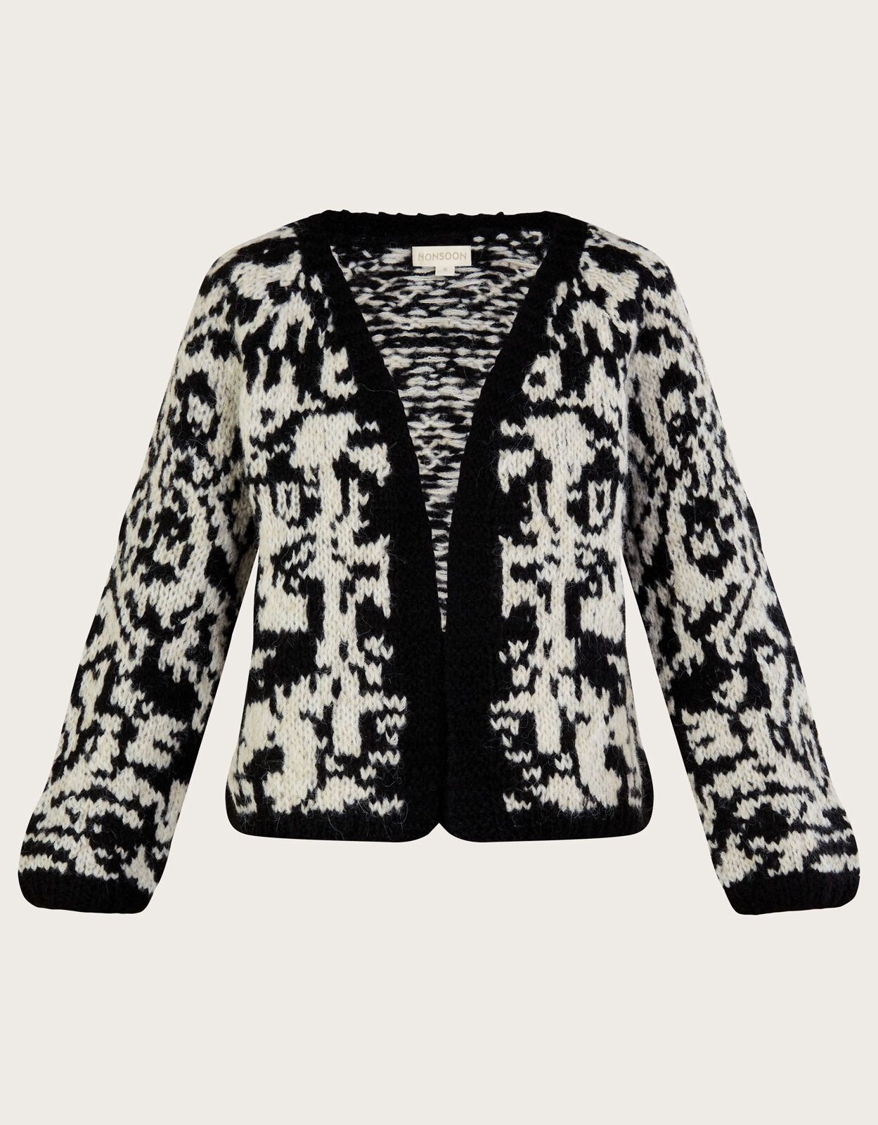 Long black best sale and white cardigan