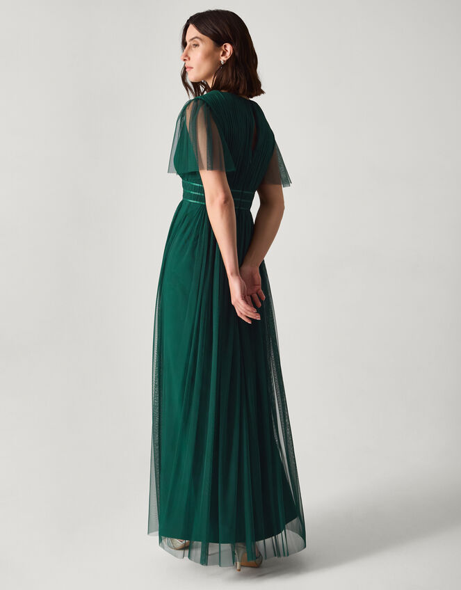 Emily Short Sleeve Tulle Bridesmaid Dress, Green (DARK GREEN), large