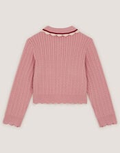 Embellished Cable Knit Cardigan, Pink (PINK), large