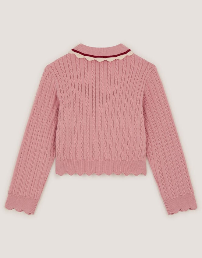 Embellished Cable Knit Cardigan, Pink (PINK), large