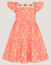 Embroidered Shell Print Dress, Pink (PINK), large