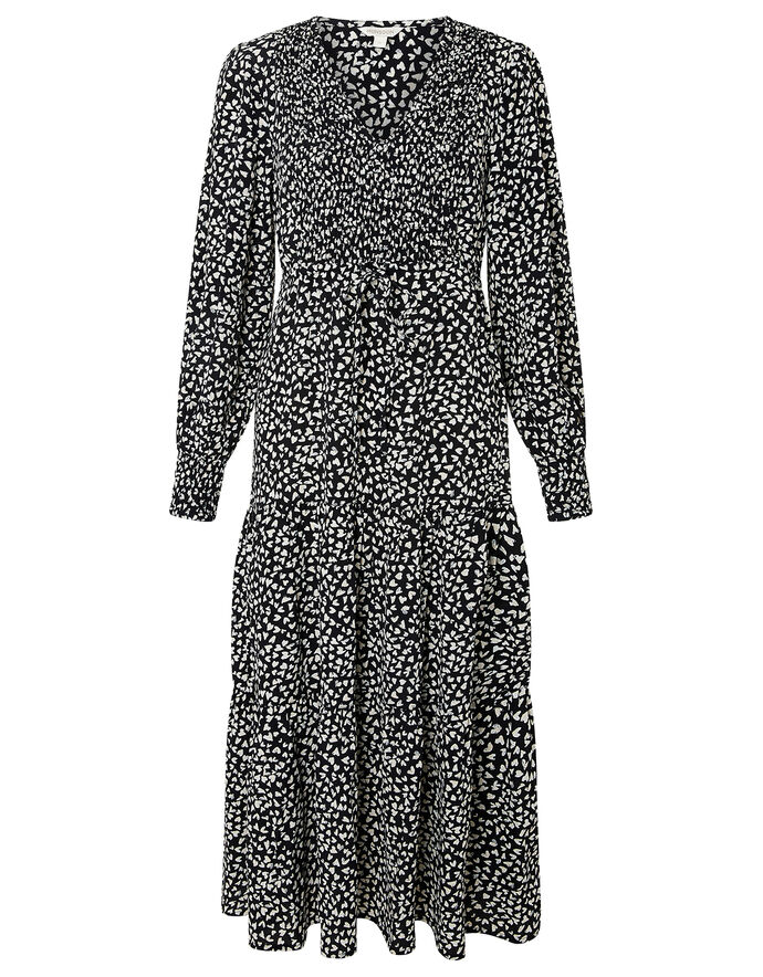 Monochrome Bloom Midi Dress