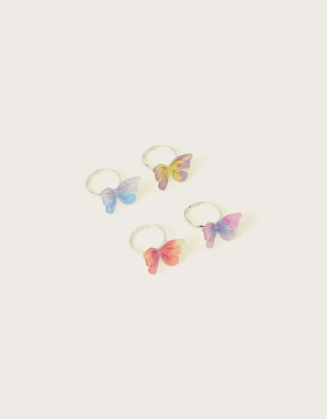 4-Pack Rainbow Butterfly Rings, , large