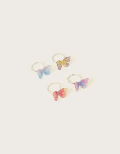 4-Pack Rainbow Butterfly Rings, , large