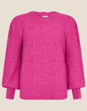Bobble Stitch Crew Neck Jumper , Pink (PINK), large