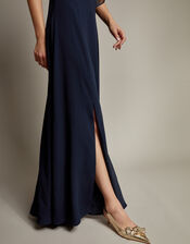 Monika Halter Chiffon Maxi Dress, Blue (NAVY), large