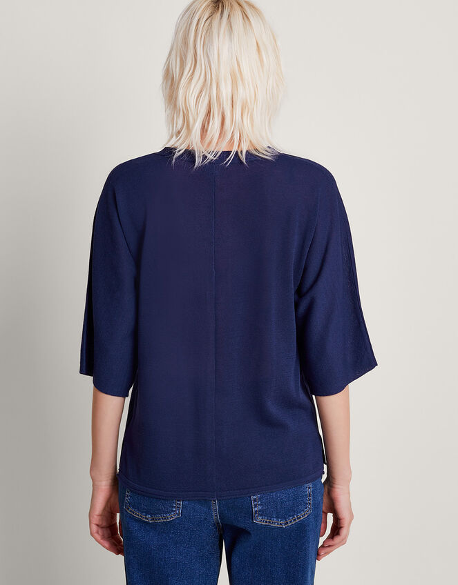 Bea Short Sleeve Cardigan, Blue (NAVY), large