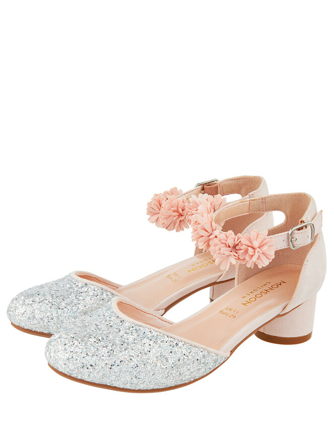 Becky Glitter Corsage Shoe, Pink (PALE PINK), large