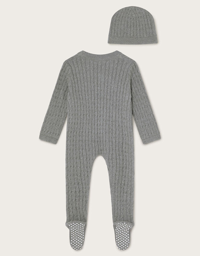 Newborn Cable Knit Romper and Hat Set, Grey (GREY), large