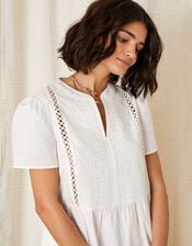 Embroidered Frill Hem Dress, Ivory (IVORY), large