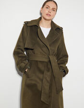 Ollie Belted Trench Coat, Green (KHAKI), large