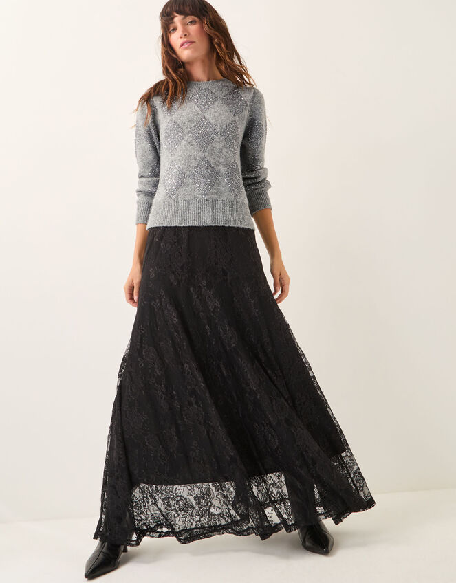 Luna Lace Maxi Skirt, Black (BLACK), large