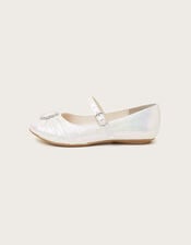 Pleated Ballet Flats, Ivory (IVORY), large