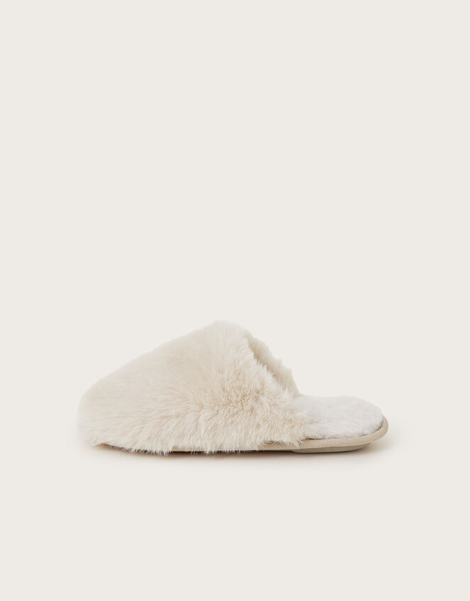 Cara Faux Fur Mule Slippers, Natural (NEUTRAL), large