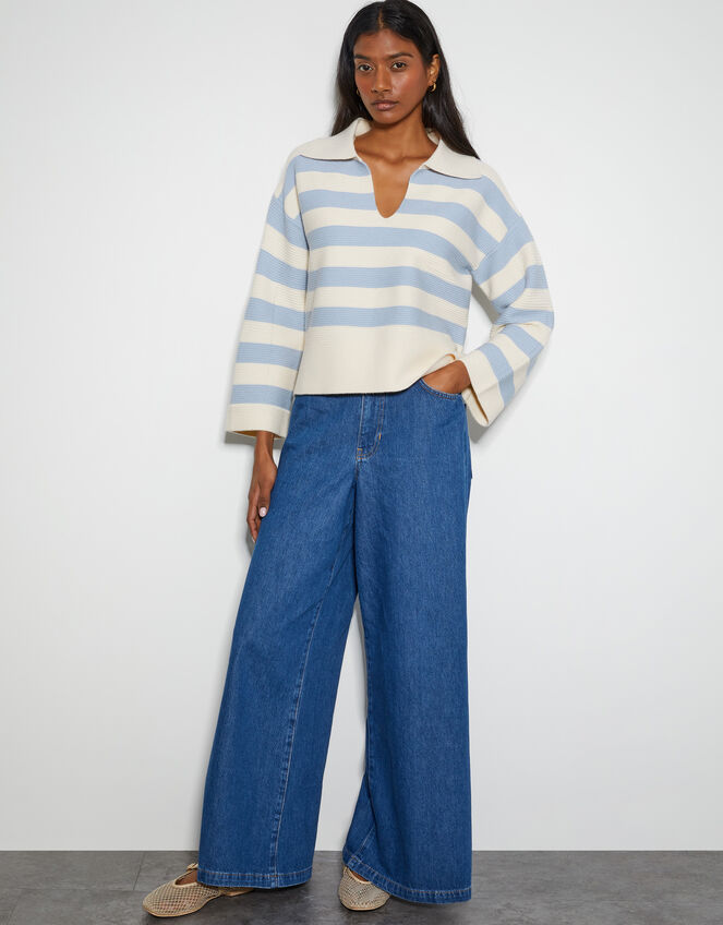 Shay Stripe Collar Jumper, Blue (PALE BLUE), large