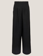 Margo Linen Blend Wide Leg Trousers, Black (BLACK), large