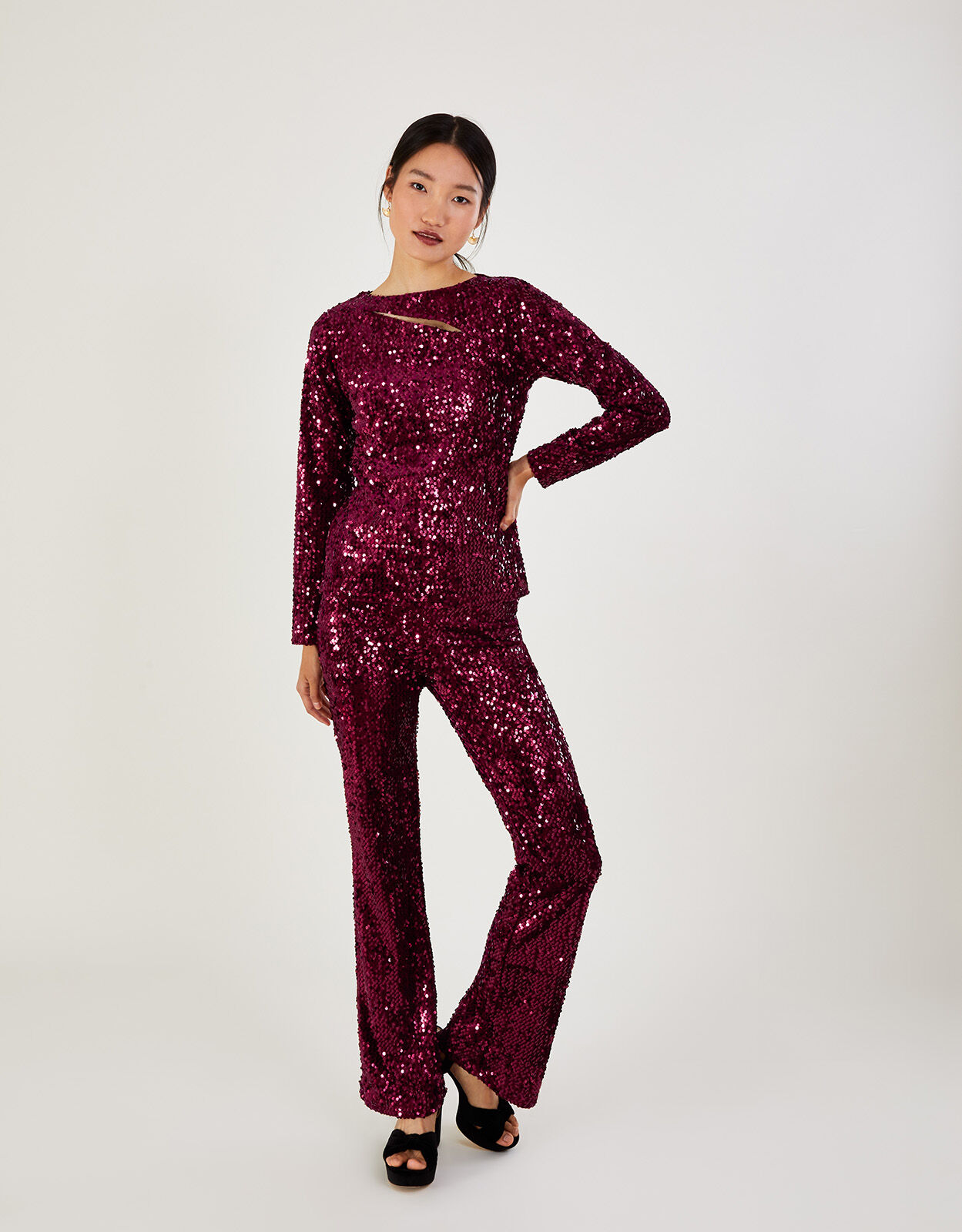burgundy sequin top