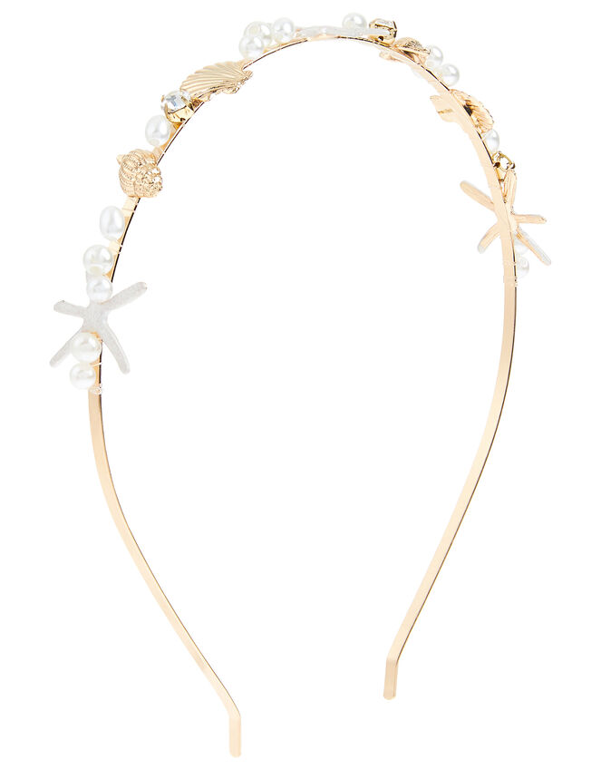 Pearl, Crystal and Seashell Headband, , large
