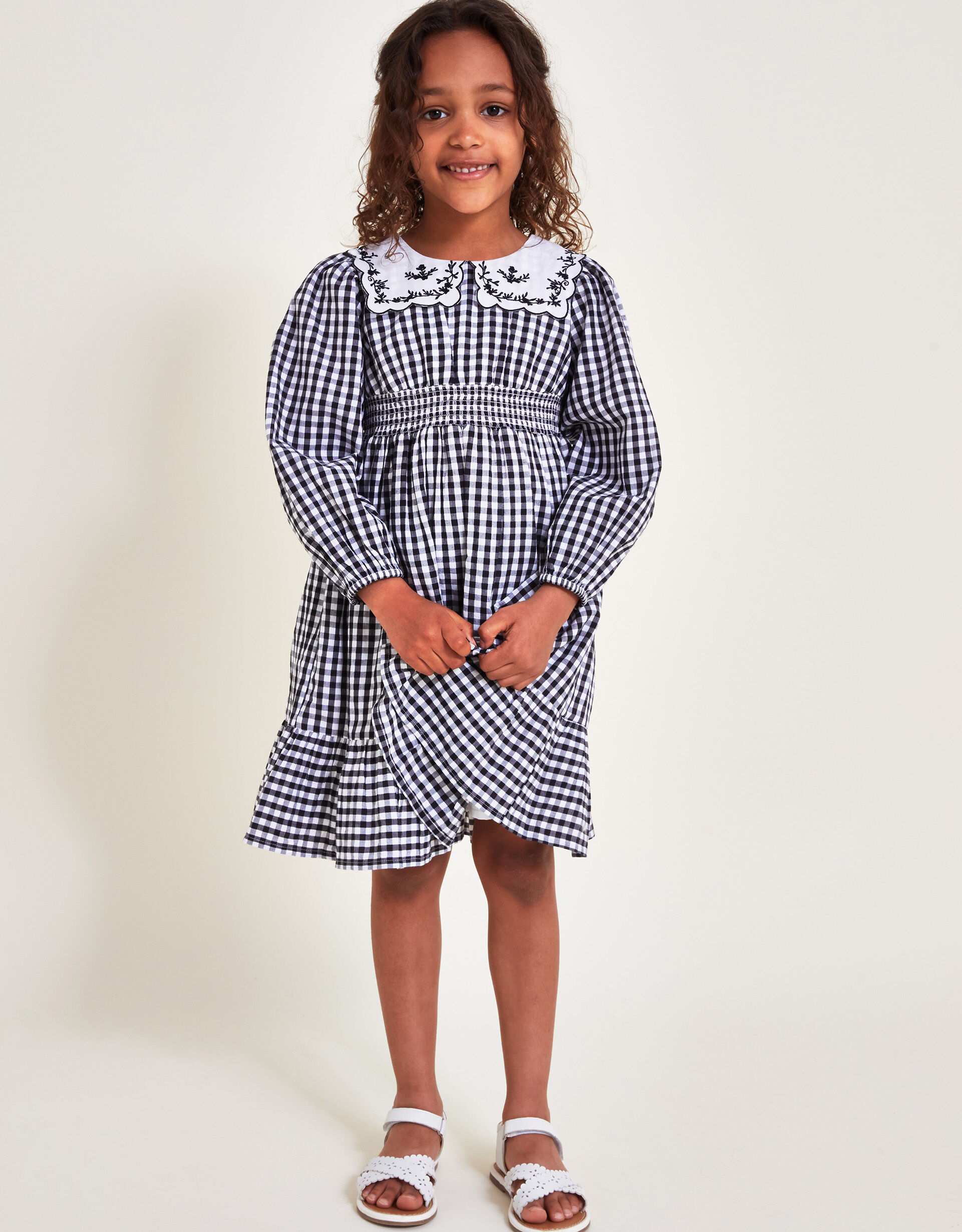 Gingham Scallop Collar Dress Multi Girls Dresses Monsoon UK