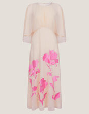 Natalie Embroidered Cape Midi Dress, Cream (CREAM), large