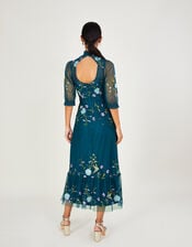 Francesca Embroidered Midi Dress, Blue (BLUE), large