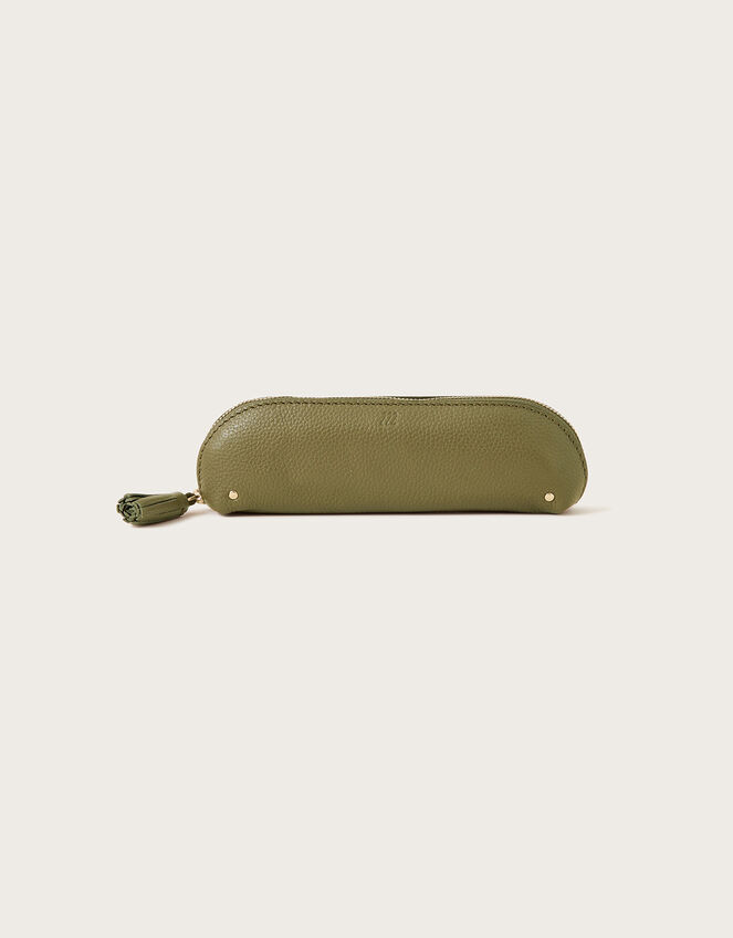 Leather Pencil Case, Green (GREEN), large