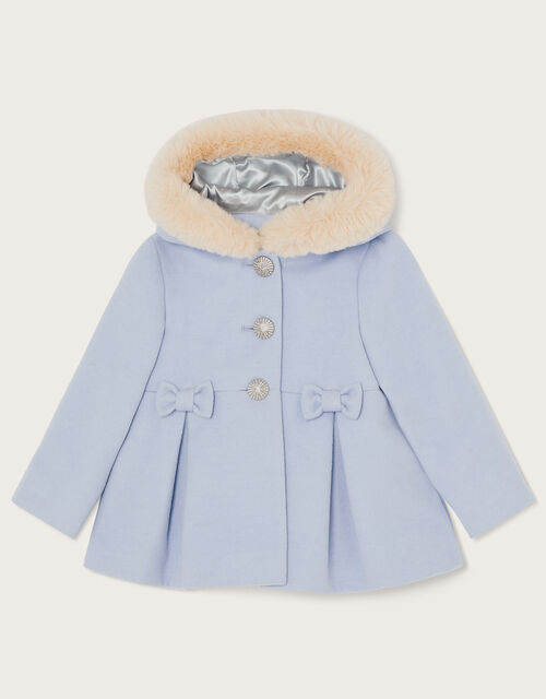 Baby Hooded Bow Swing Coat, Blue (PALE BLUE), large