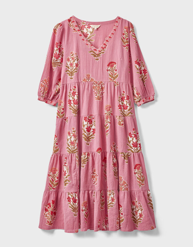 East Macy Hand-Screen Printed Midi Dress, Pink (PINK), large