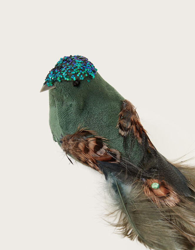 Feather Embellished Velvet Bird Decoration, , large