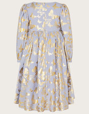 Butterfly Foil Print Tunic Dress, Blue (BLUE), large