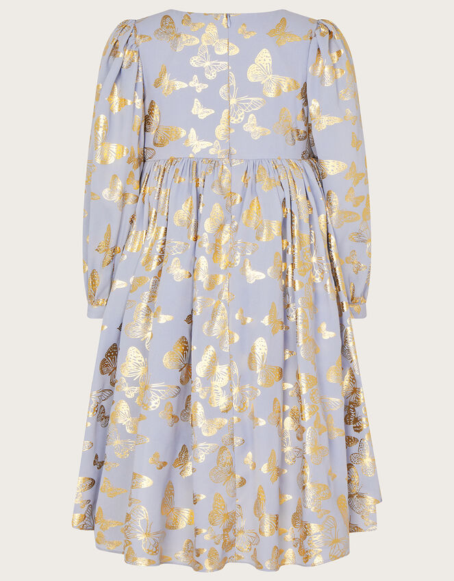 Butterfly Foil Print Tunic Dress, Blue (BLUE), large