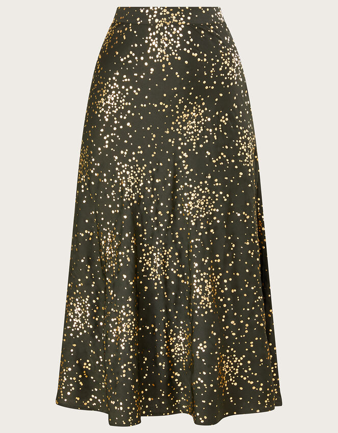 Suki Foil Spot Skirt, Green (KHAKI), large