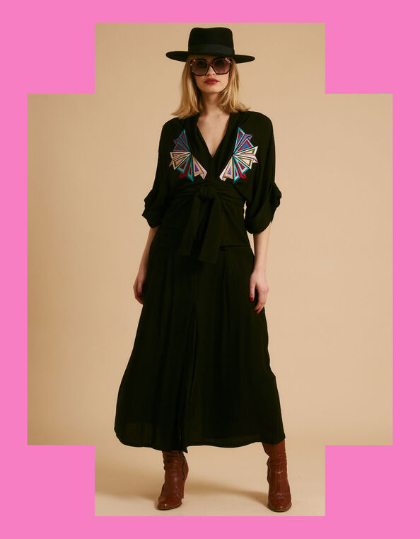 Tallulah and Hope Gloria Embroidered Blouse, Black (BLACK), large