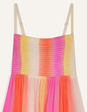 Striped Hem Detail Dress, Orange (ORANGE), large