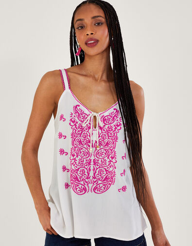 Embroidered Cami Top, Pink (PINK), large