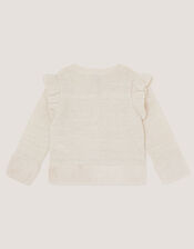 Baby Bow Faux Fur Trim Cardigan, Ivory (IVORY), large