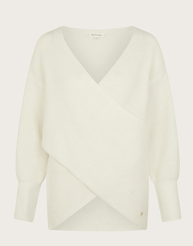 Pippa Wrap Jumper, Ivory (IVORY), large