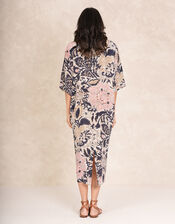 One Hundred Stars Rachel Floral Midi Dress, Brown (TAUPE), large