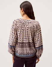 Hern Print Jersey Blouse, Cream (CREAM), large
