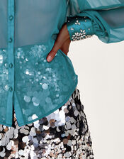 Lorenna Embellished Blouse, Teal (TEAL), large