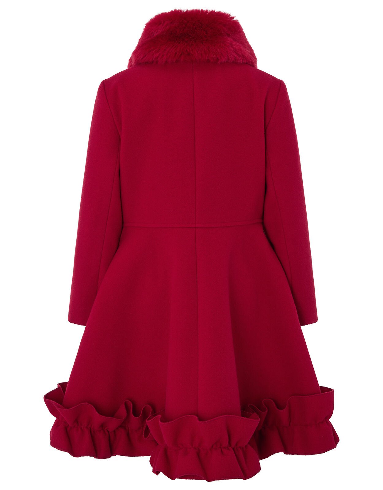 Red Ruffle Hem Coat Red