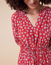 Daisy Print Midi Dress in LENZING™ ECOVERO™, Red (RED), large
