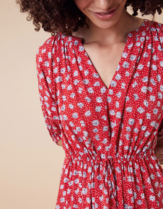 Daisy Print Midi Dress in LENZING™ ECOVERO™, Red (RED), large
