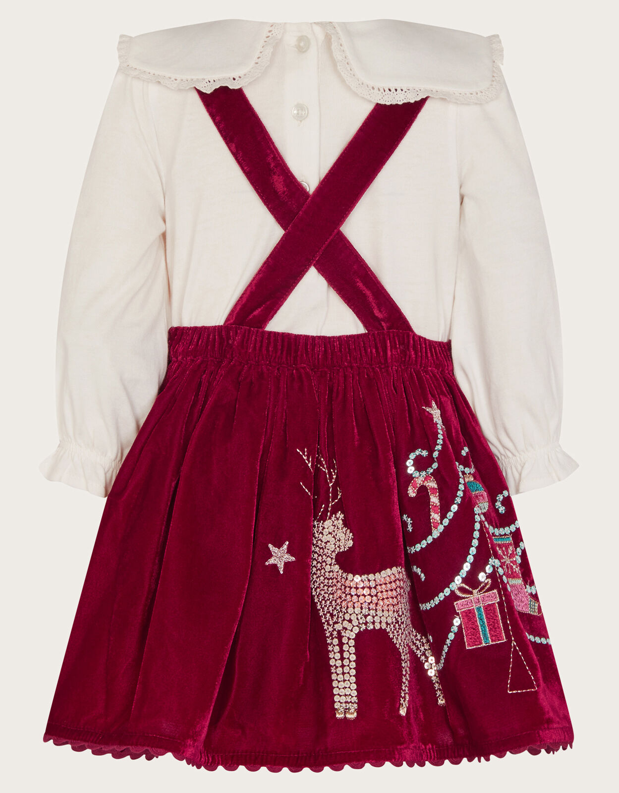 Girls burgundy sale pinafore