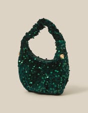 Bow Sequin Velvet Bag, Green (GREEN), large
