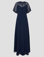 Mona Angel Sleeve Maxi Dress, Blue (NAVY), large