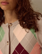 Alba Argyle Cardigan, Mink (MINK), large