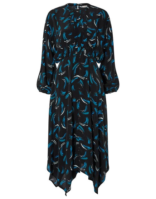 Abstract Print Dress in Sustainable Viscose, Black (BLACK), large
