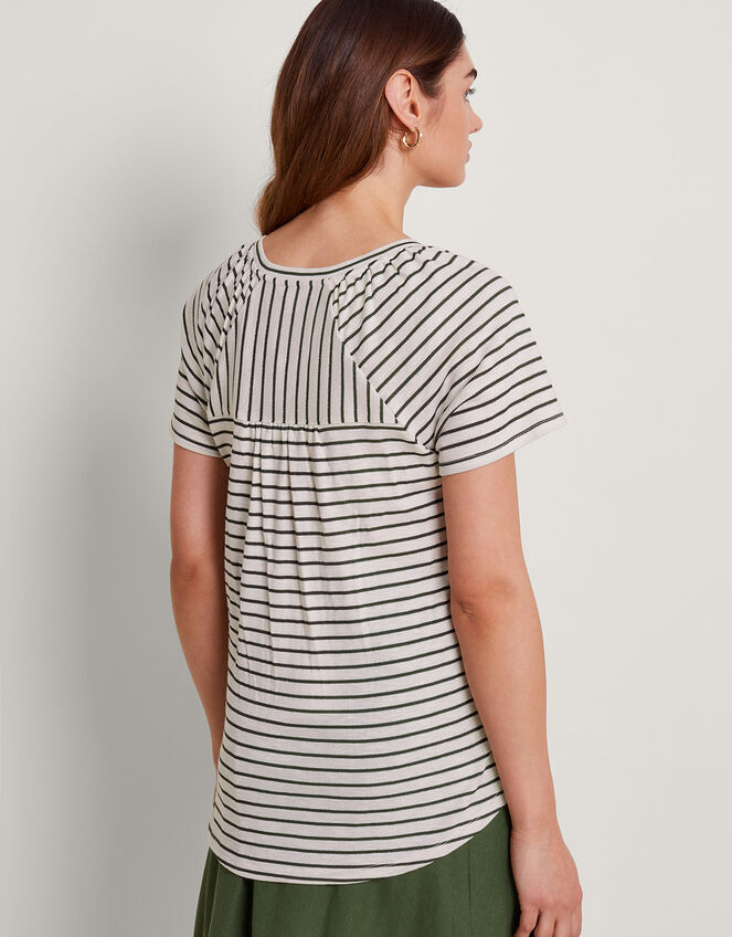 Saskia Stripe T-Shirt, Green (KHAKI), large