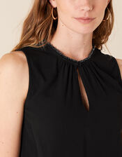 Embellished Neck Tank Top with LENZING™ ECOVERO™, Black (BLACK), large